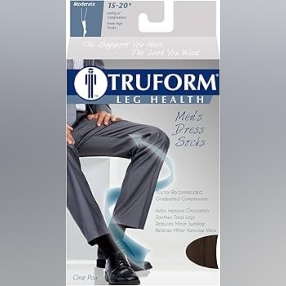 Truform Men's Brown Compression Dress Socks